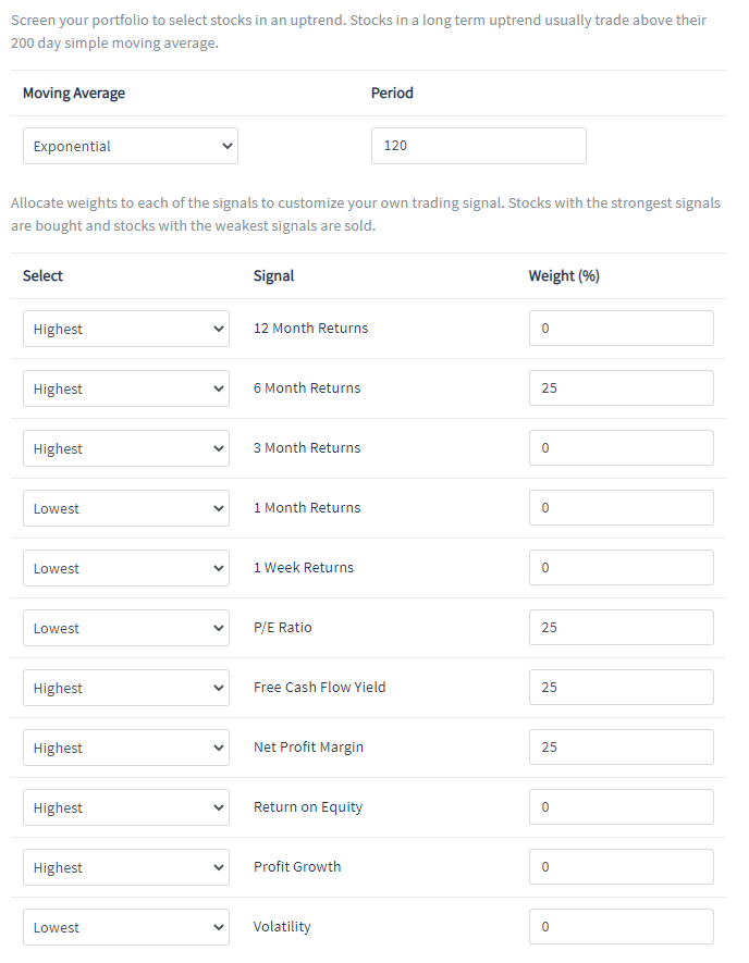 PyInvesting | Backtest Signal Weightage