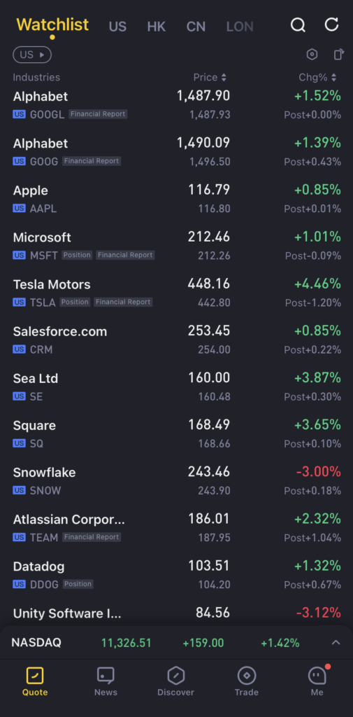 Tiger Brokers | Watchlist