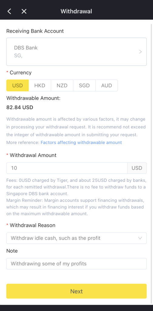 Tiger Brokers | Withdrawal Process